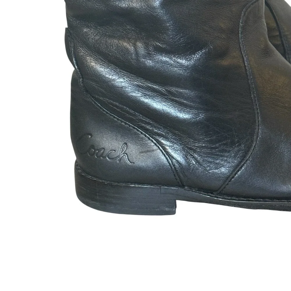 Coach Cheyenne Black Riding Equestrian Leather Over The Knee Boots 5.5 B‎ Luxury